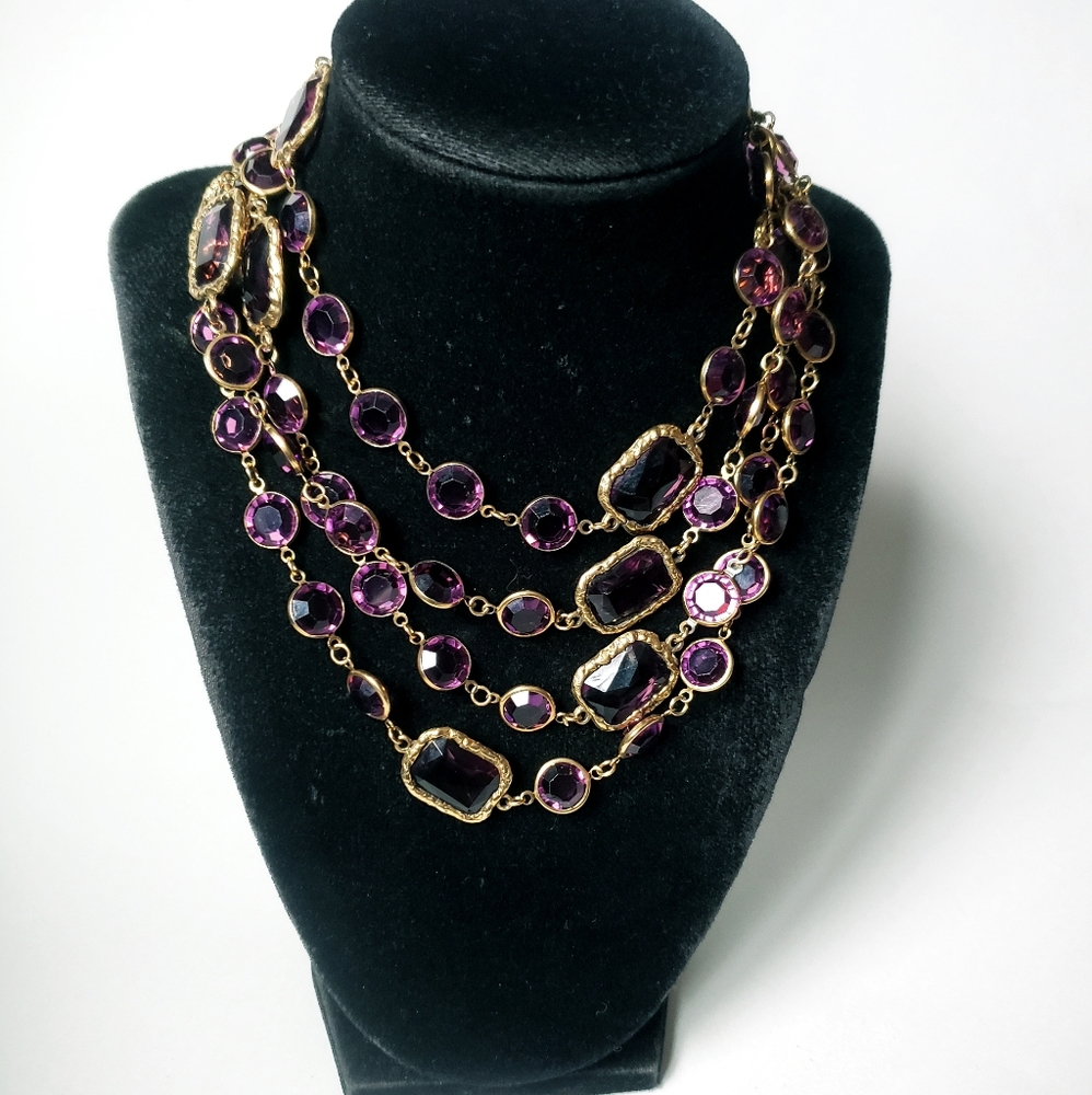 VINTAGE CHANEL CRYSTAL CHICKLET SAUTOIR NECKLACE